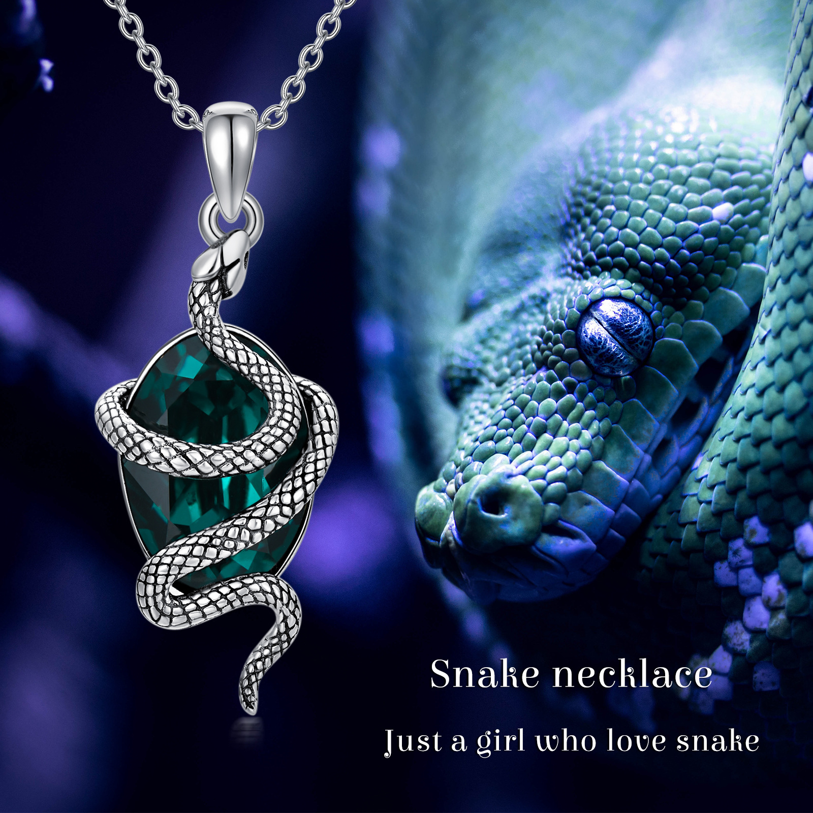 925 Sterling Silver Snake Necklace for Women